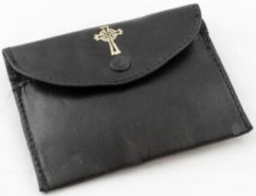 9503 Leather Rosary/Coin Case - Black